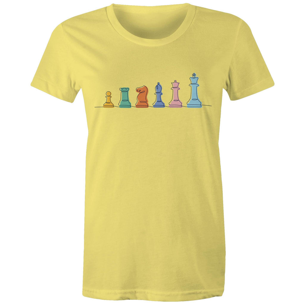 Chess - Womens T-shirt Yellow Womens T-shirt Chess Games Printed In Australia