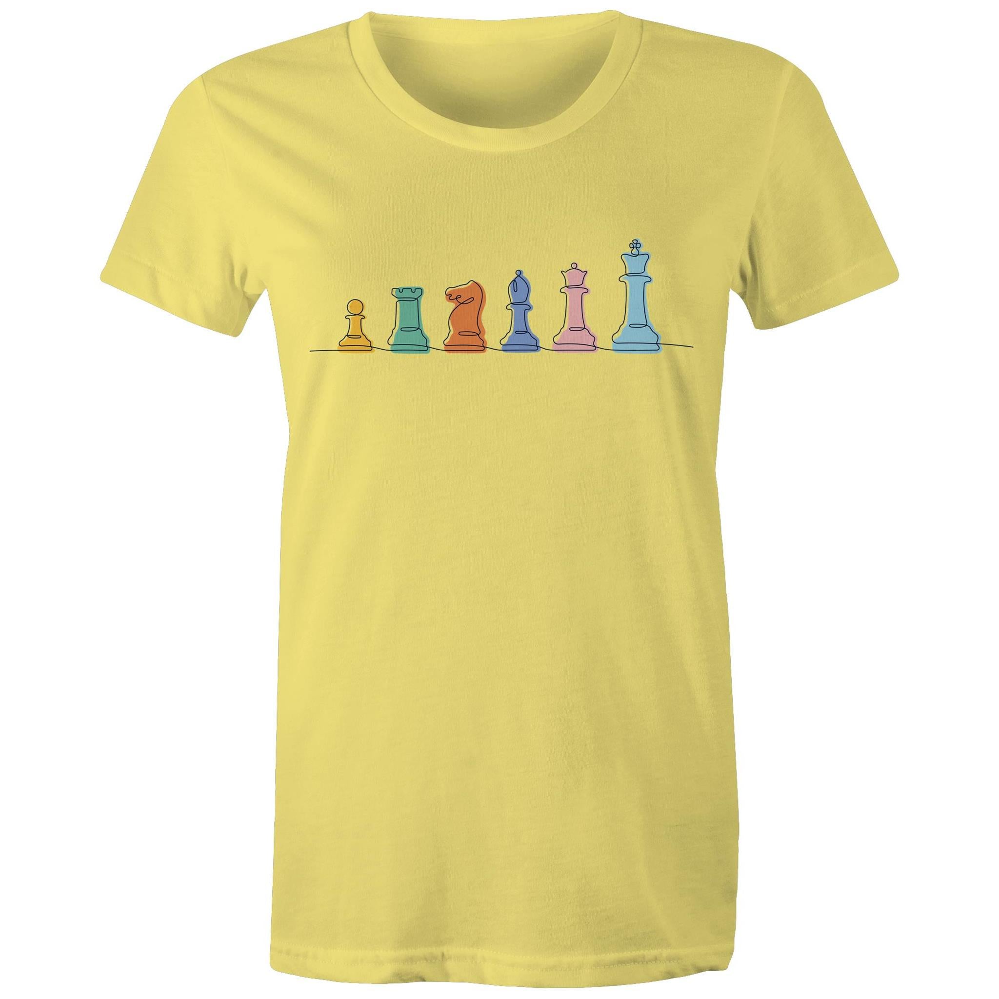 Chess - Womens T-shirt Yellow Womens T-shirt Chess Games Printed In Australia
