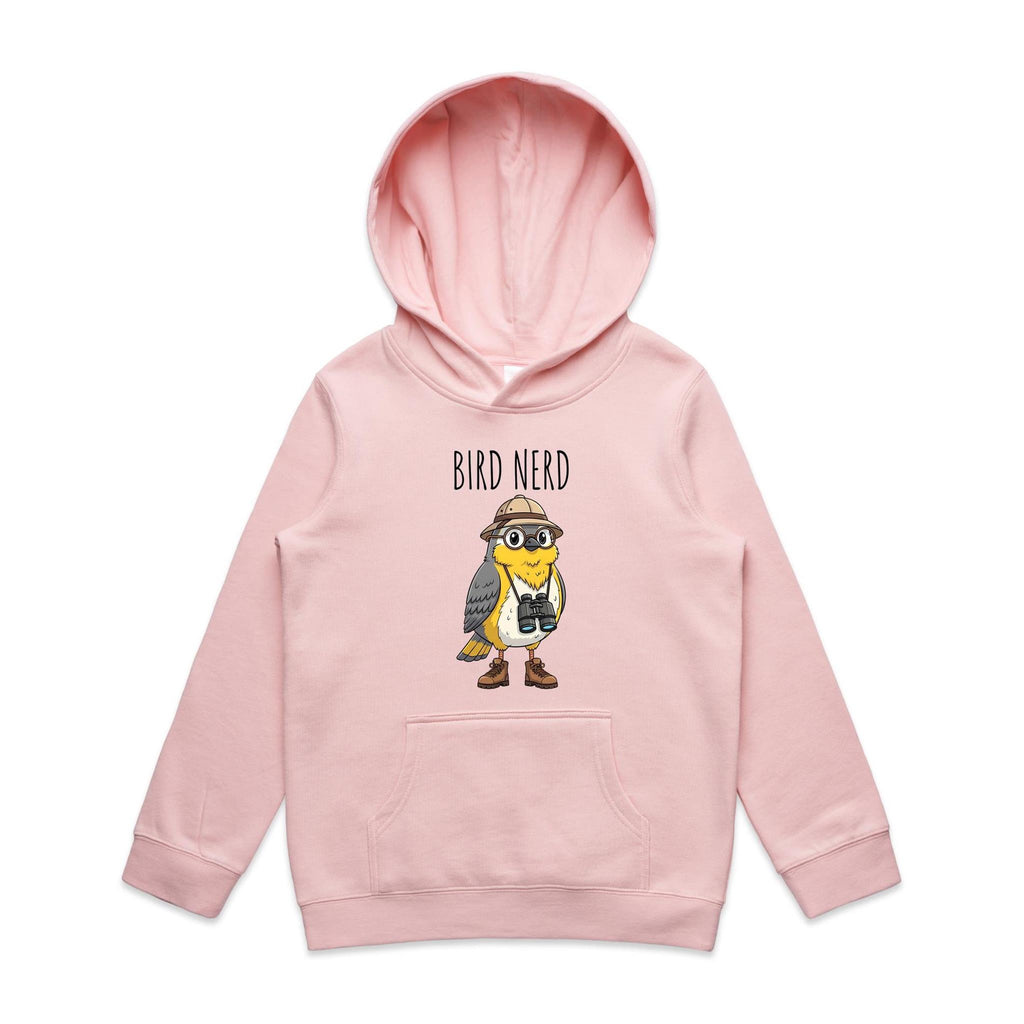 Bird Nerd 2 Kid's AS Colour Hoodie Pink Kids Hoodie animal Birds Printed In Australia