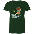 Stay Cool, Find Your Happy Place, Ice Cream, Skateboard - Womens T-shirt Forest Green Womens T-shirt Printed In Australia Summer