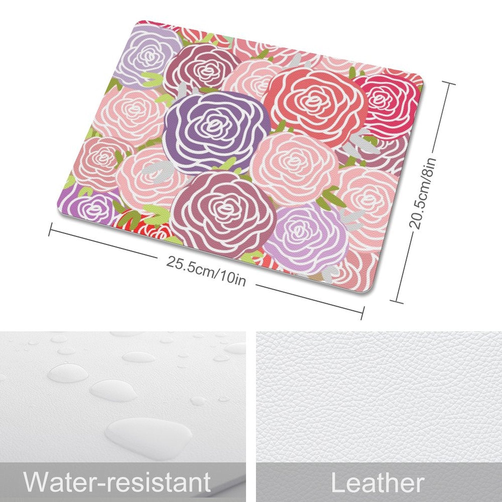 Abstract Roses - Leather Mouse Pad Leather Mouse Pad Plants Printed Offshore
