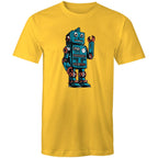 Robot - Mens T-Shirt Yellow Mens T-shirt Printed In Australia Sci Fi
