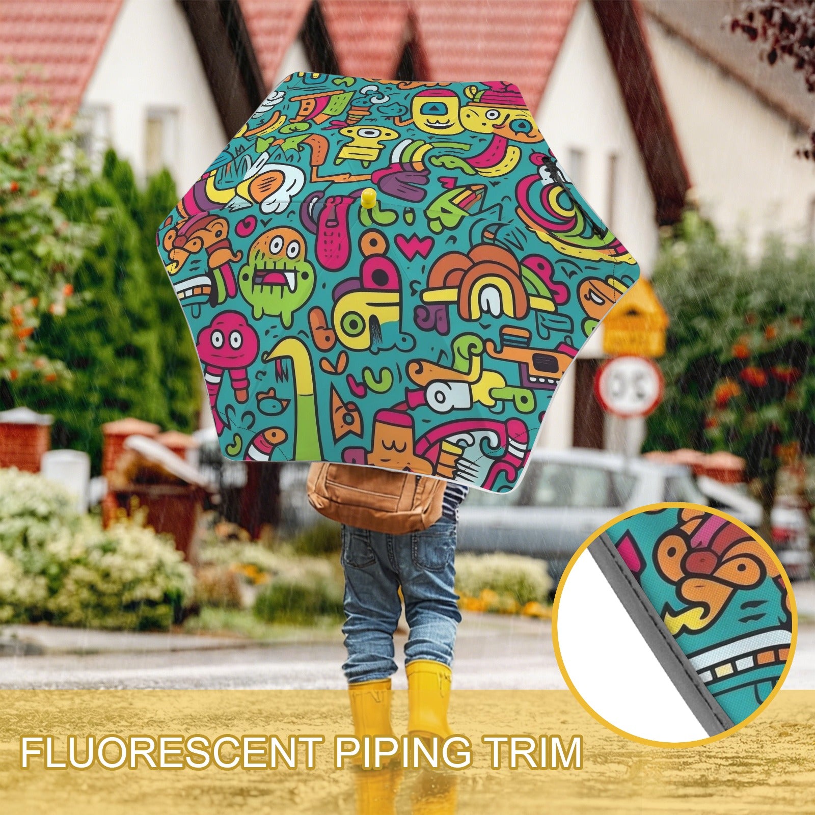 Crazy Characters Kids Safe Round Corner Umbrella Kids Safe Round Corner Umbrella Printed Offshore Sci Fi