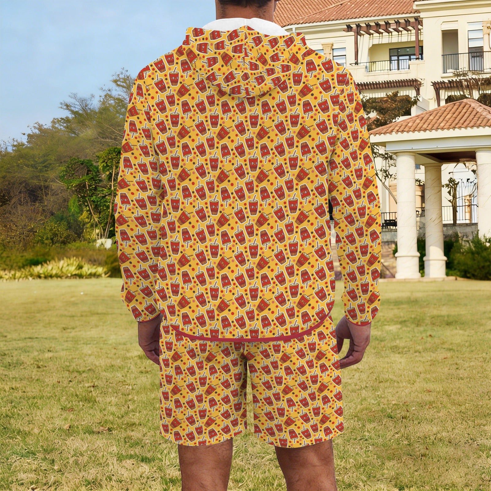 Cola Men's Lightweight Sun Hoodie & Shorts Set Men's Lightweight Sun Hoodie & Shorts Food Printed Offshore