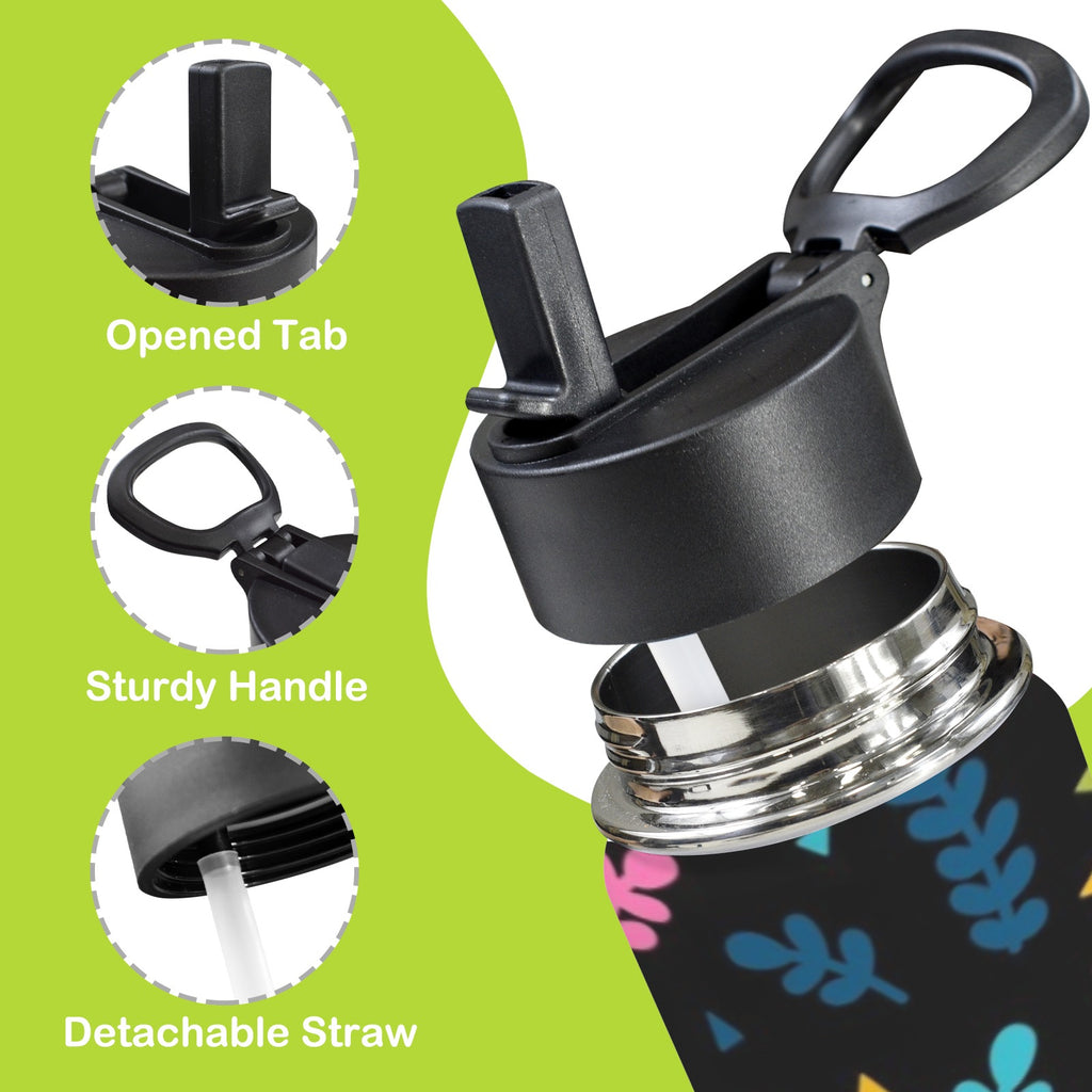 Rainbows And Flowers 12oz Kids Water Bottle with Straw Lid