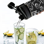 Monsters In Black And White - Insulated Water Bottle with Dual-Use Lid (18oz) Insulated Water Bottle with Dual-Use Lid (18oz) Printed Offshore Sci Fi