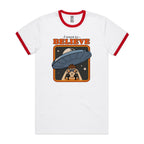 I Want To Believe, UFO - Staple Ringer Tee White Red Ringer T-Shirt Printed In Australia Sci Fi
