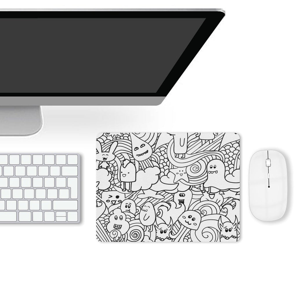 Black And White Creatures Leather Mouse Pad Leather Mouse Pad Printed Offshore Sci Fi