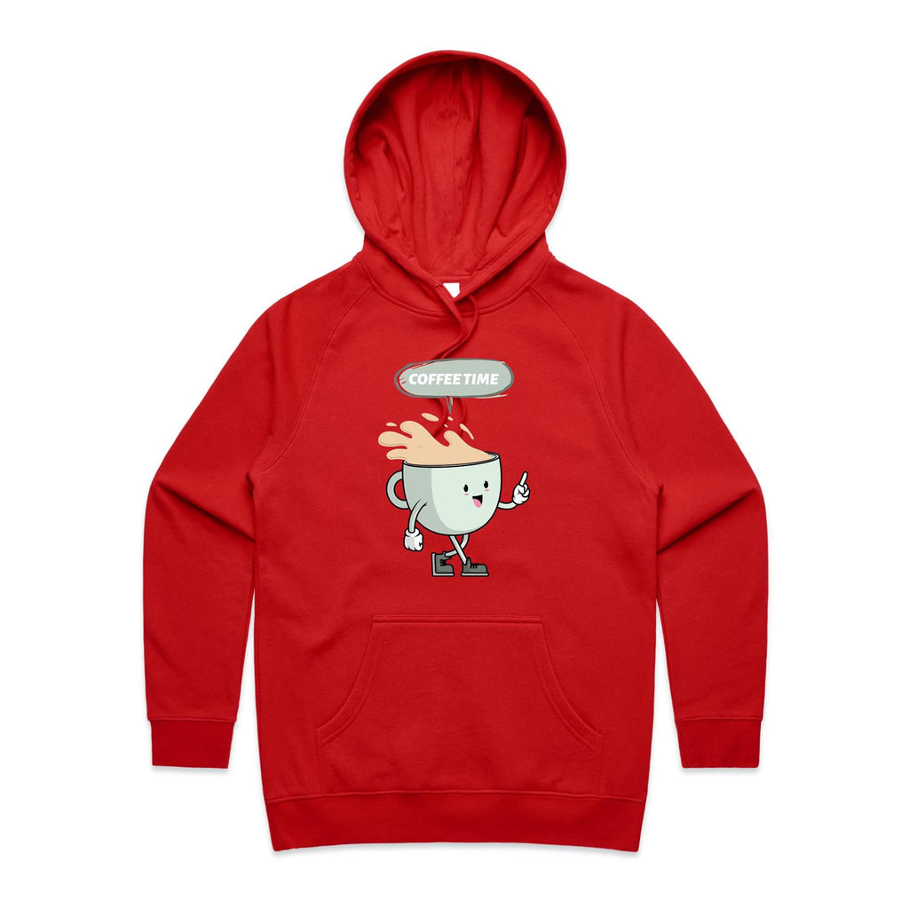 Coffee Time - Womens Hoodie Red Womens 2XL Womens Hoodie Coffee Printed In Australia