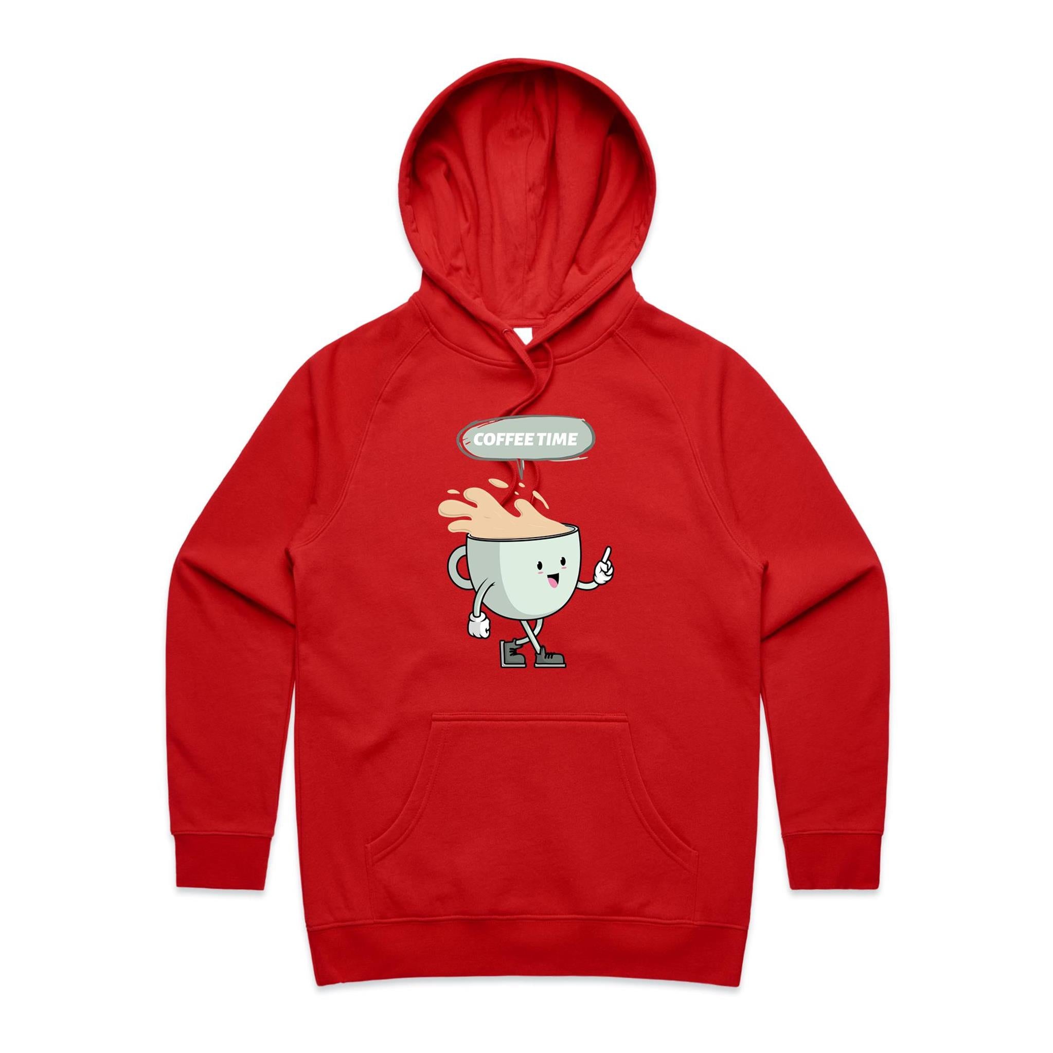 Coffee Time - Womens Hoodie Red Womens 2XL Womens Hoodie Coffee Printed In Australia