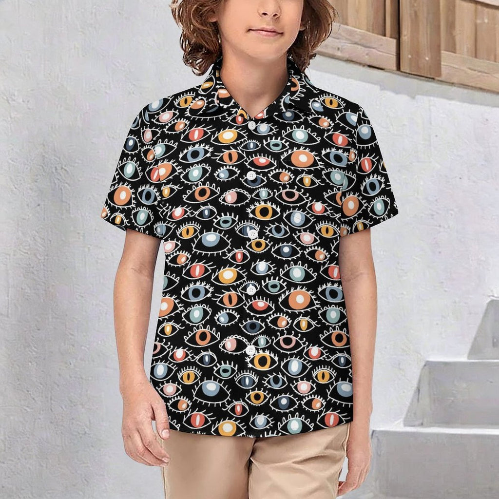 Eyes On Black Kids Youth Short Sleeve Button Up Shirt