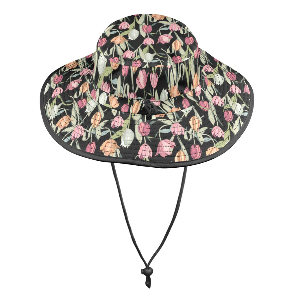 Tulips Wide Brim Bucket Hat Wide Brim Bucket Hat Plants Printed Offshore