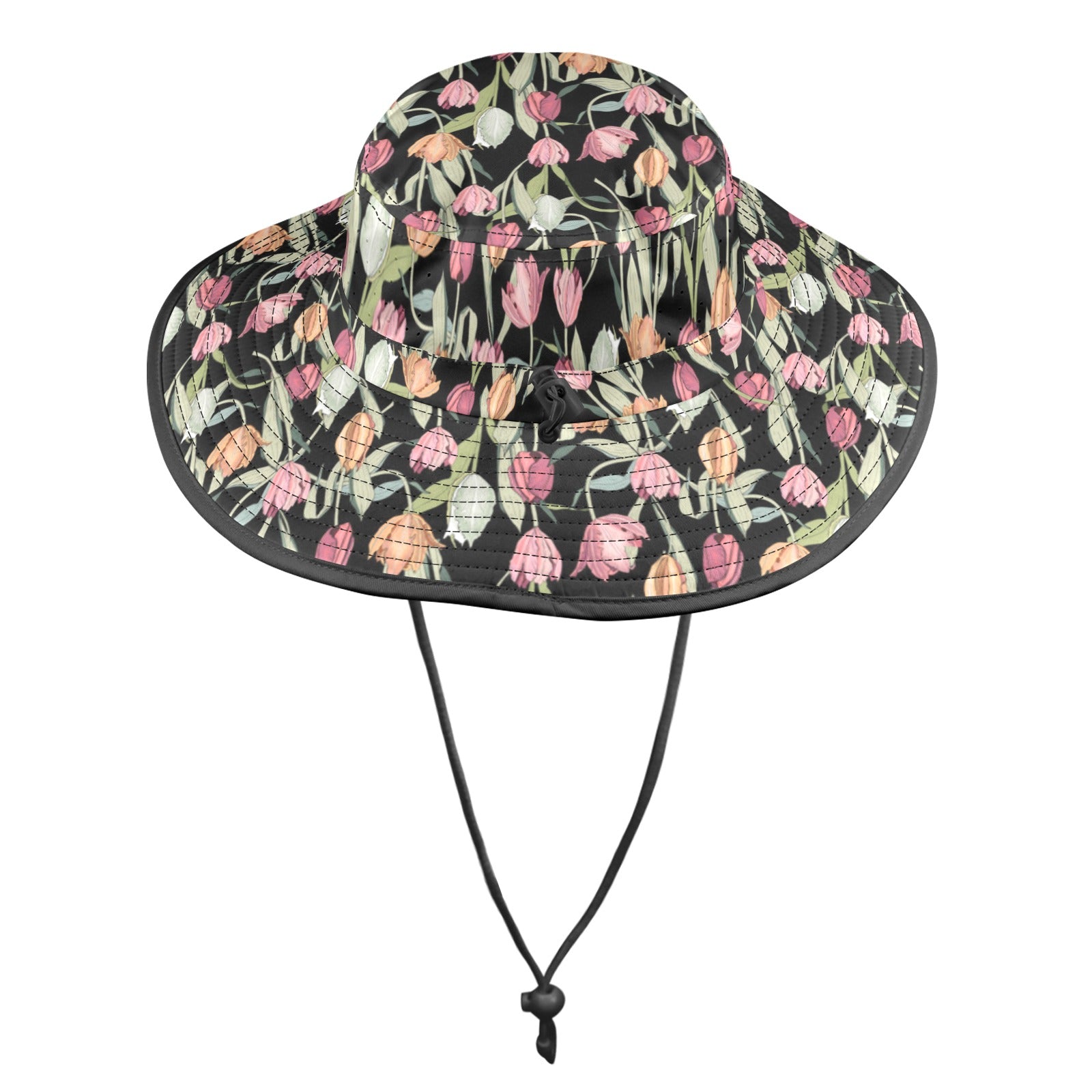 Tulips Wide Brim Bucket Hat Wide Brim Bucket Hat Plants Printed Offshore