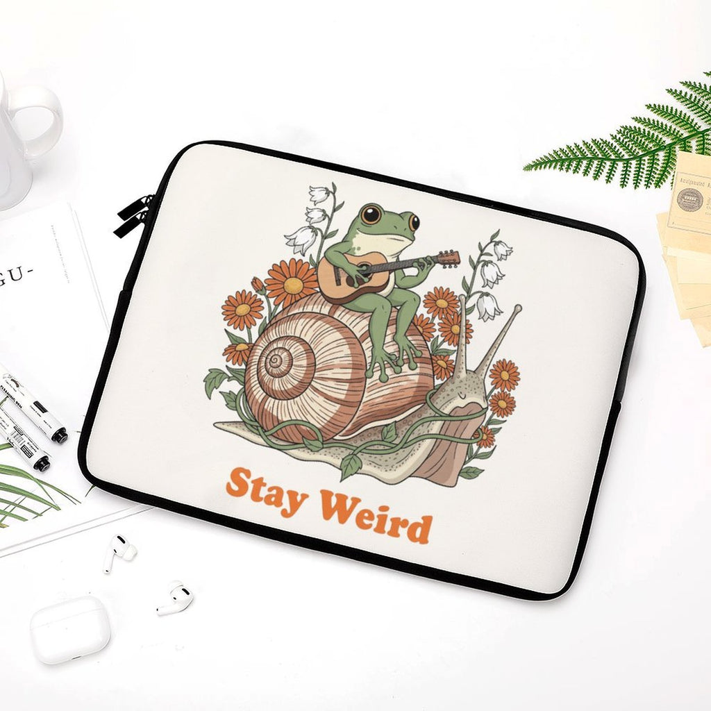 Stay Weird, Frog Playing Guitar Laptop Sleeve (Multiple Sizes) Laptop Sleeve Printed Offshore Retro