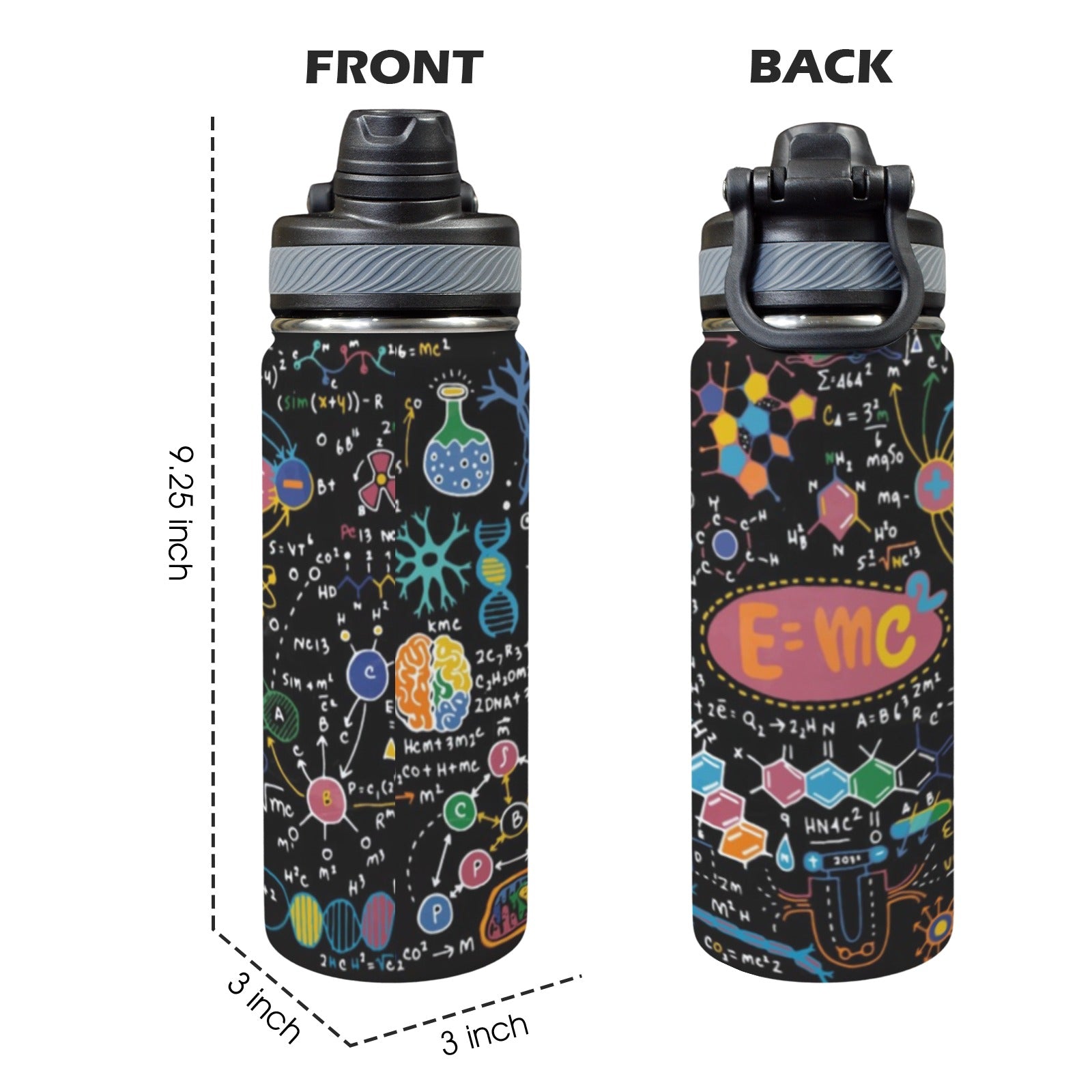 Science Time Blackboard - Insulated Water Bottle with Dual-Use Lid (18oz) Insulated Water Bottle with Dual-Use Lid (18oz) Printed Offshore Science