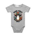 Good Vibes Only, Hippie Mushroom With Sunglasses - Baby Bodysuit