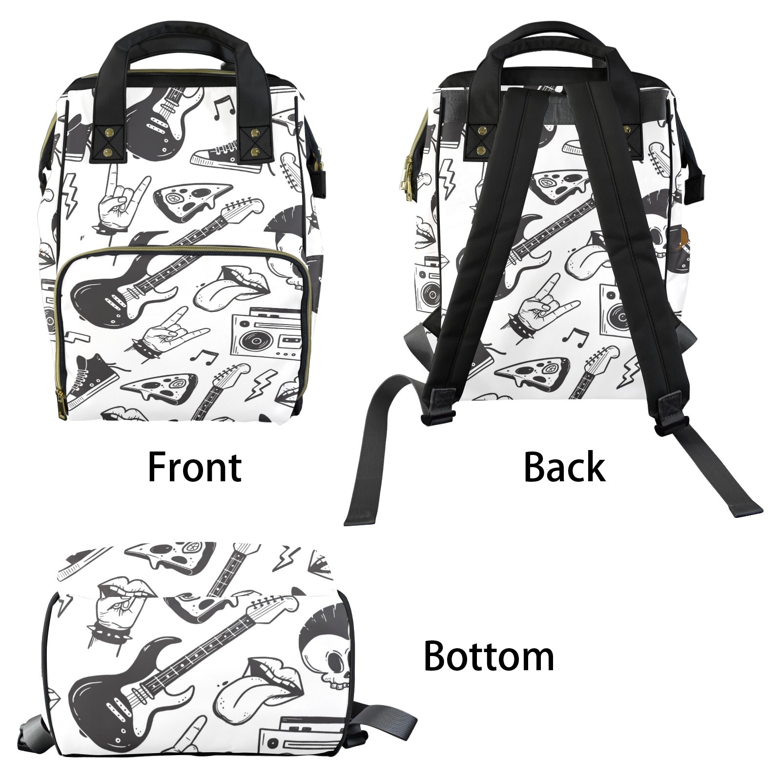 Rock Music - Multi-Function Backpack, Nappy / Diaper Bag