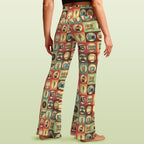 Retro Life High Waist Crossover Tummy Control Flare Leggings High Waist Flare Leggings Printed Offshore Retro