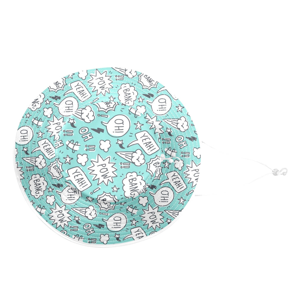 Comic Book Speech Bubbles Wide Brim Bucket Hat Wide Brim Bucket Hat comic Printed Offshore