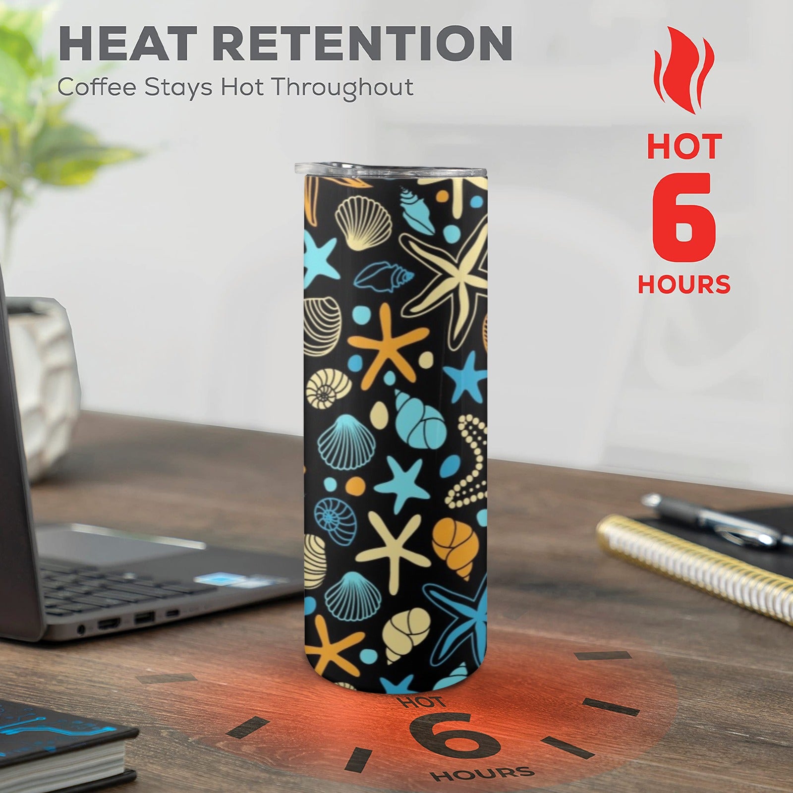 Starfish And Shells - 20oz Tall Skinny Tumbler with Lid and Straw