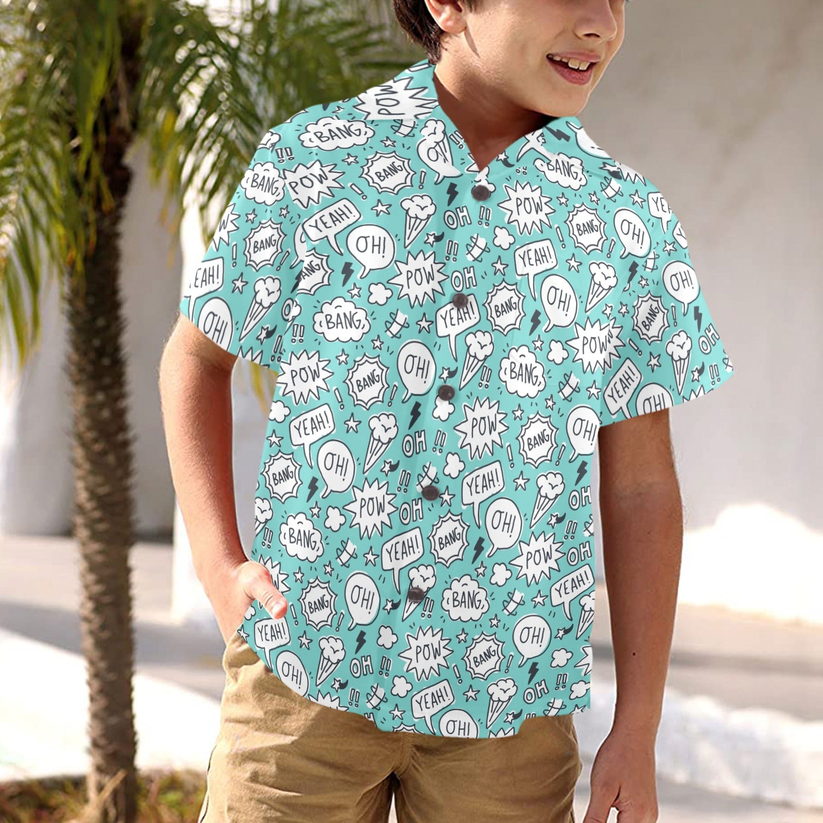 Comic Book Speech Bubbles - Junior Kids Hawaiian Shirt