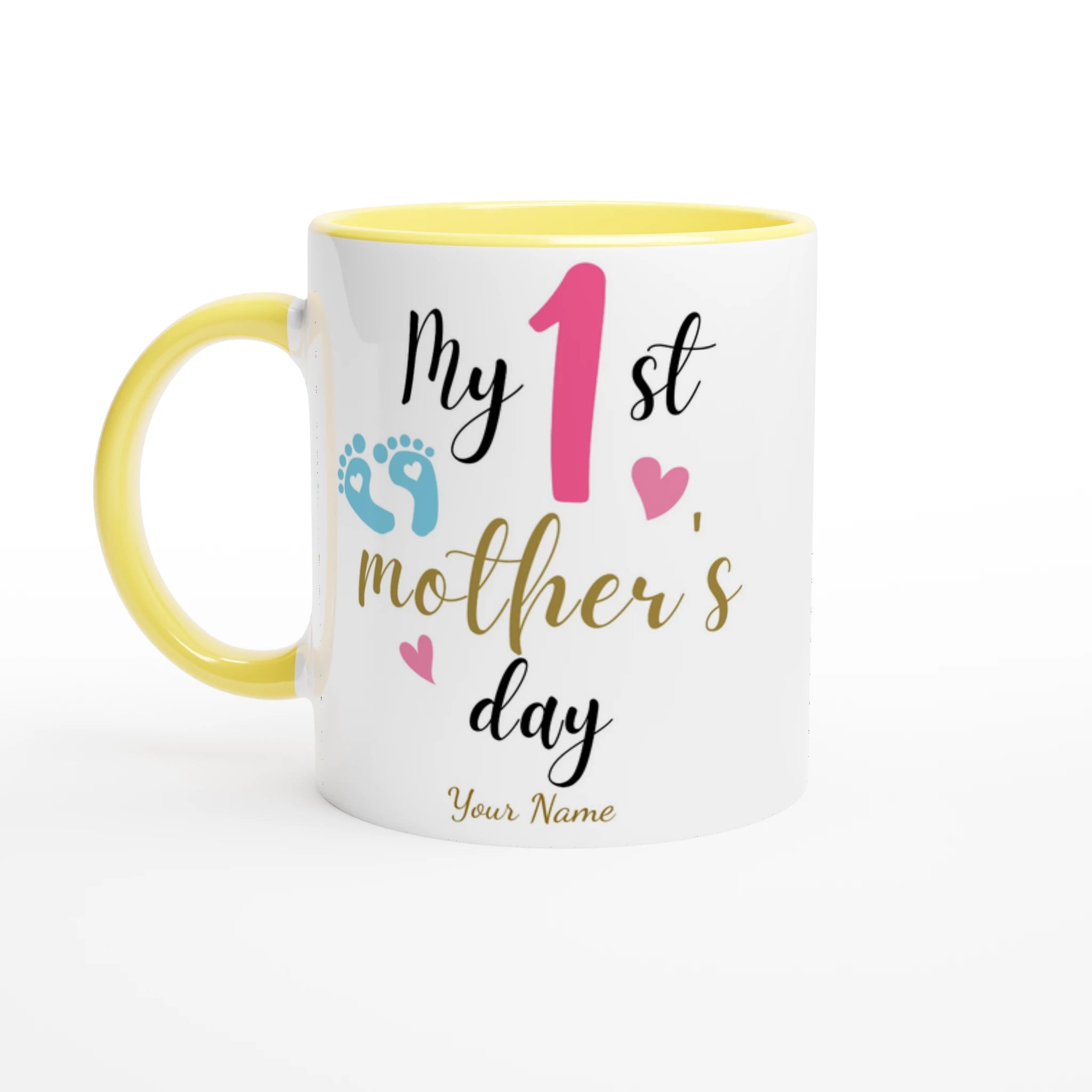 Personalised - My First Mother's Day - 11oz Ceramic Mug Ceramic Yellow Personalised 11oz Mug customise Globally Fulfilled Mum personalise