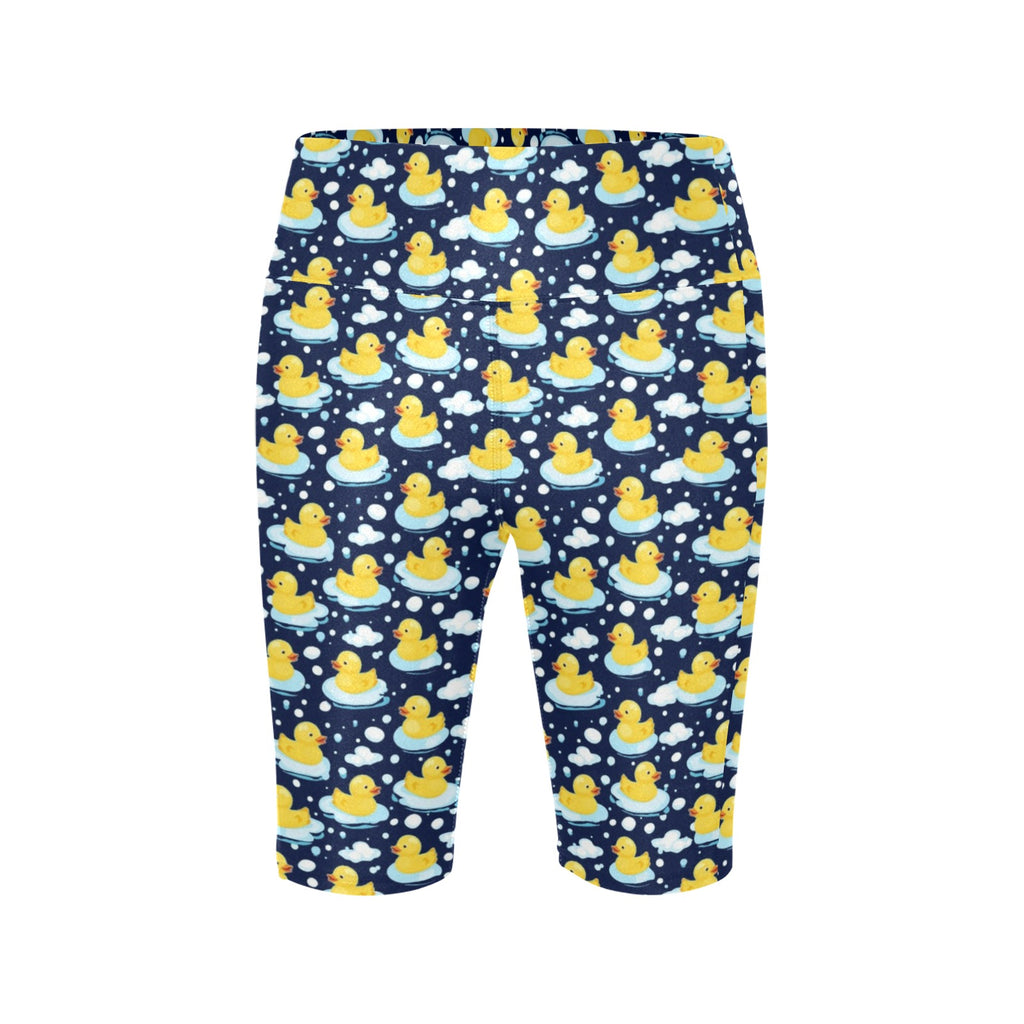 Rubber Ducks On Dark Women's Bike Shorts With Side Pockets