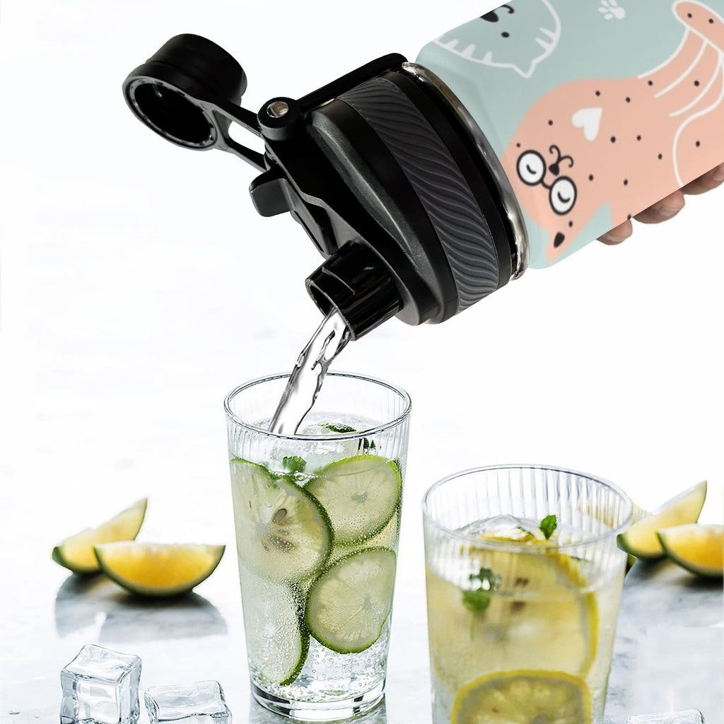 Cat Stretch - Insulated Water Bottle with Dual-Use Lid (18oz) Insulated Water Bottle with Dual-Use Lid (18oz) animal Printed Offshore