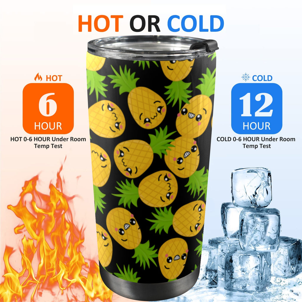 Cool Pineapples - 20oz Mobile Tumbler with Lid (Black Lock) 20oz Travel Mug Food Printed Offshore