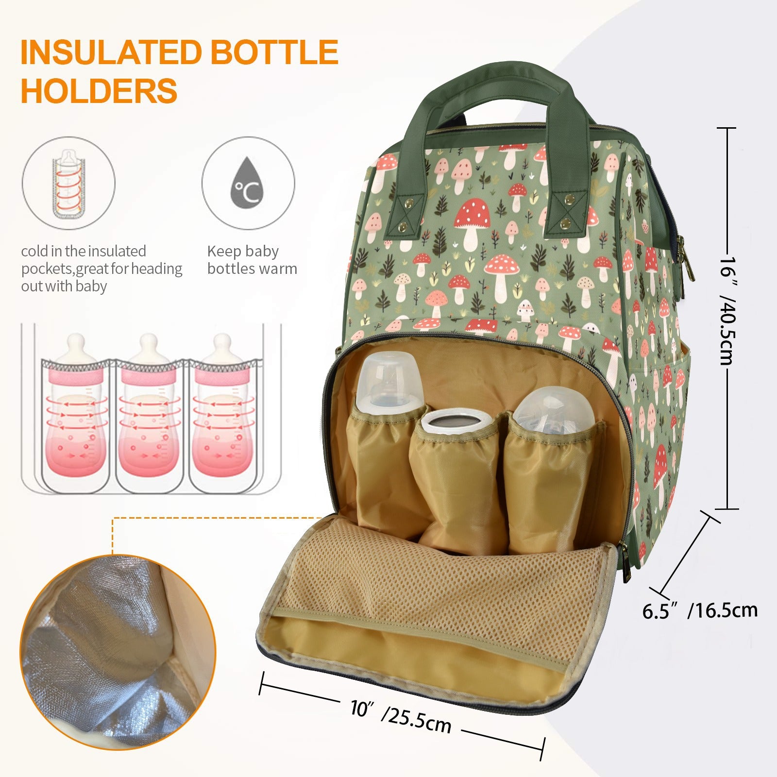 Mushroom Garden - Multi-Function Backpack, Nappy / Diaper Bag