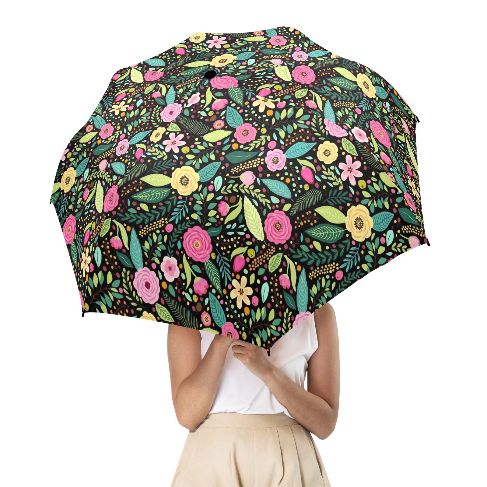 Bright Floral And Leaves Umbrella