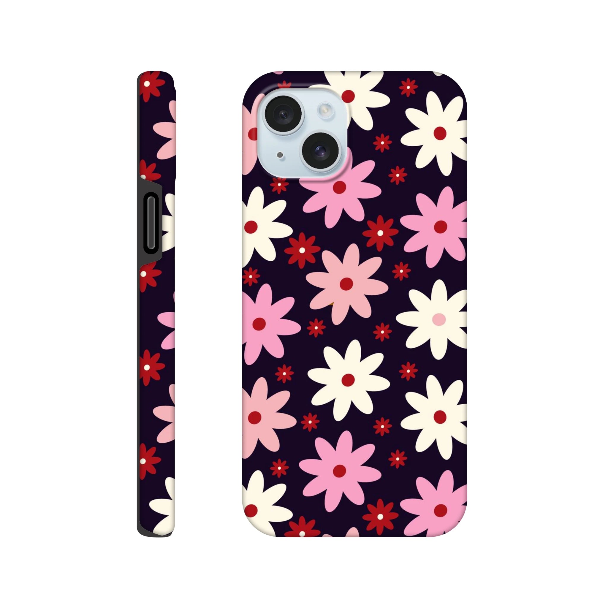 Pink Daisies On Black - Apple iPhone Tough case iPhone 15 Plus iPhone Tough Case Globally Fulfilled Plants