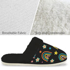Rainbows Women's Fur Trim Thick-Sole Indoor Slippers Women's Fur Trimmed Slippers Printed Offshore