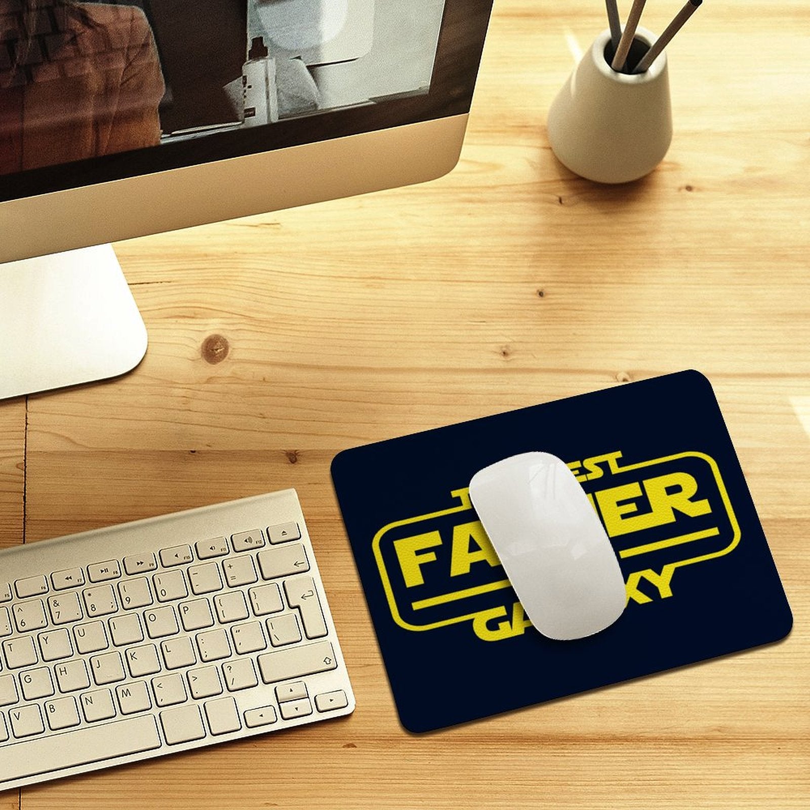 Best Father In The Galaxy - Leather Mouse Pad Leather Mouse Pad Dad Printed Offshore Space