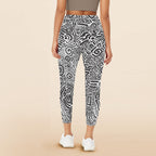 Black And White - Women's High Waist Pockets Yoga Leggings