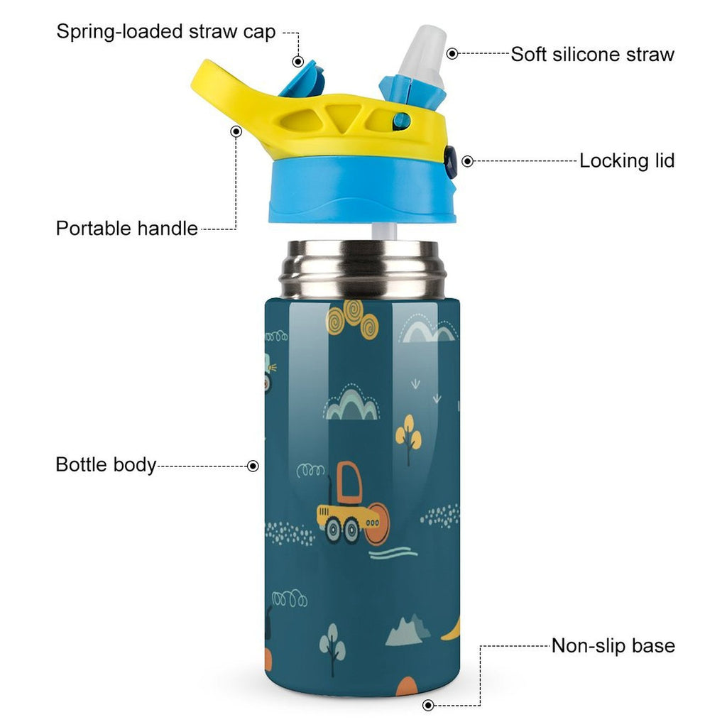 Construction Vehicles - Little Kids Water Bottle Little Kids Water Bottle Printed Offshore