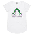 Statasaurus, Maths Dinosaur - Womens Scoop Neck T-Shirt White Womens Scoop Neck T-shirt Maths Printed In Australia