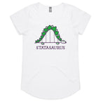 Statasaurus, Maths Dinosaur - Womens Scoop Neck T-Shirt White Womens Scoop Neck T-shirt Maths Printed In Australia
