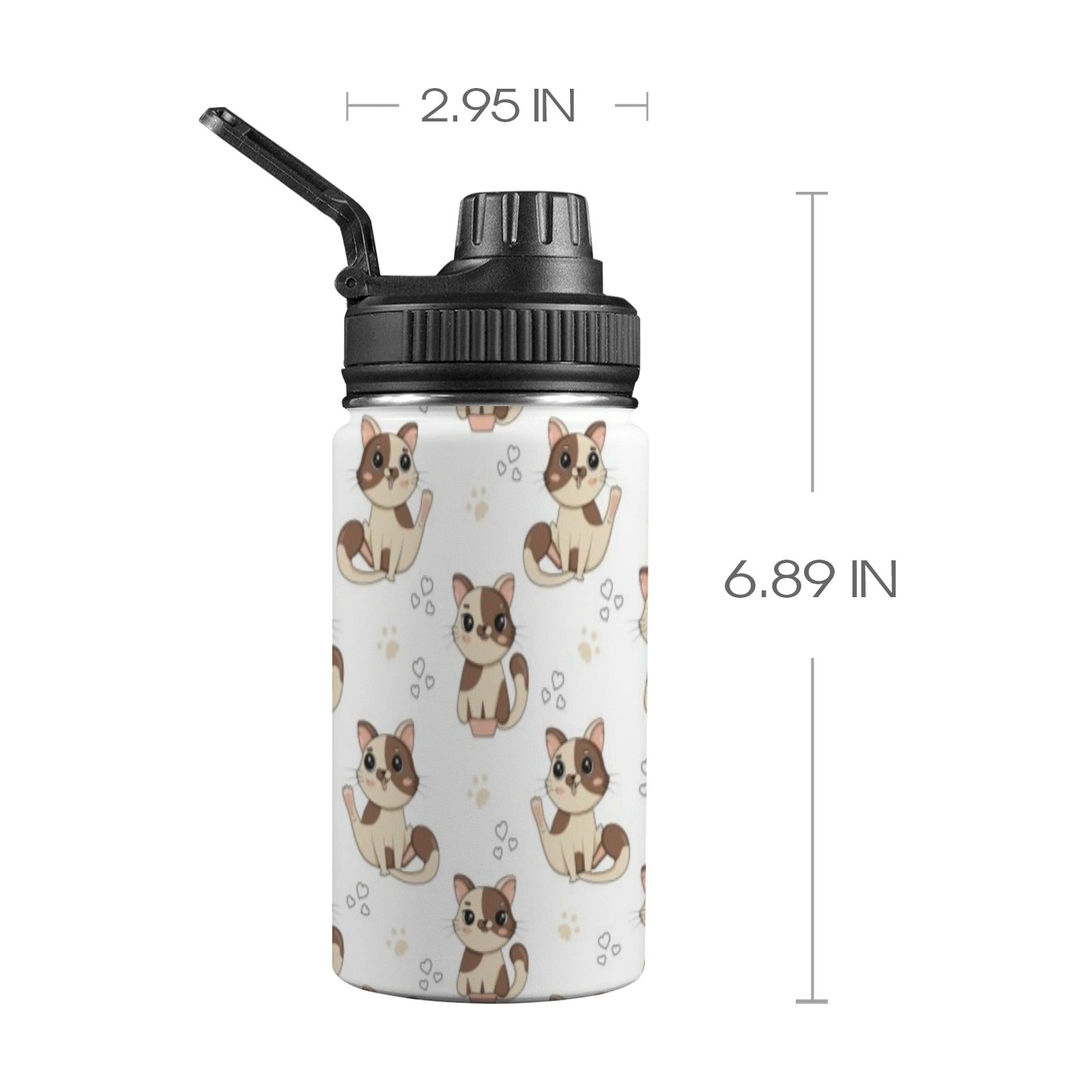 Cheeky Cats Kids Water Bottle with Chug Lid (12 oz) One Size Kids Water Bottle with Chug Lid animal Printed Offshore