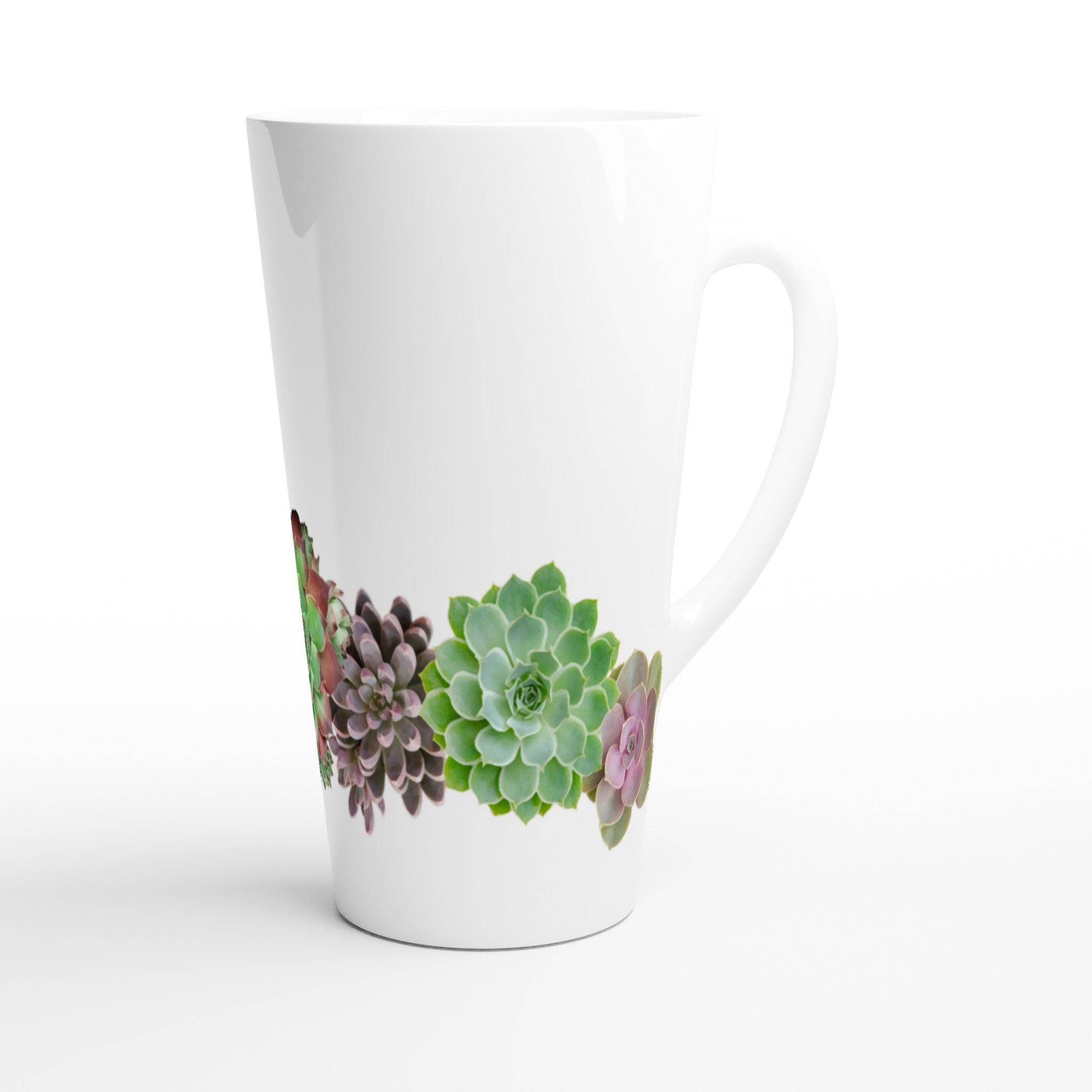 Cactus Garden - White Latte 17oz Ceramic Mug Latte Mug Globally Fulfilled Plants