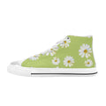 Flowers On Green Women's High Top Canvas Shoes US12 Womens Classic High Top Shoes Printed Offshore