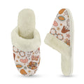Peace And Love Women's Fur Trim Thick-Sole Indoor Slippers Women's Fur Trimmed Slippers Printed Offshore Retro