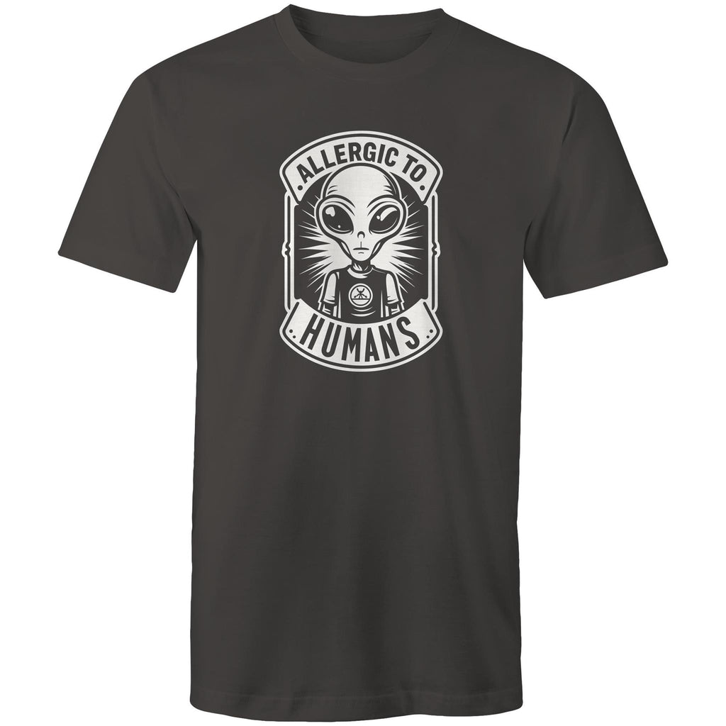 Alien, Allergic To Humans - Mens T-Shirt Charcoal Mens T-shirt Printed In Australia Sci Fi