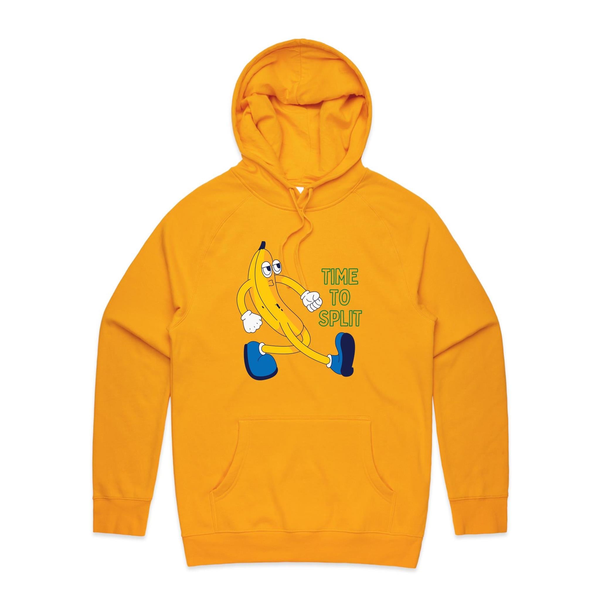 Banana, Time To Split - Mens Hoodie Gold Mens Hoodie Food Printed In Australia