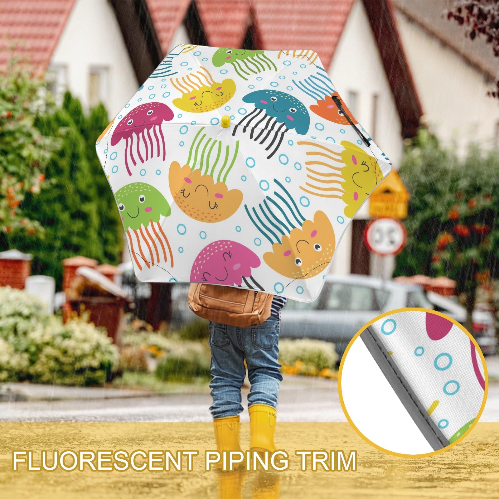 Jellyfish Kids Safe Round Corner Umbrella Kids Safe Round Corner Umbrella animal Ocean Printed Offshore