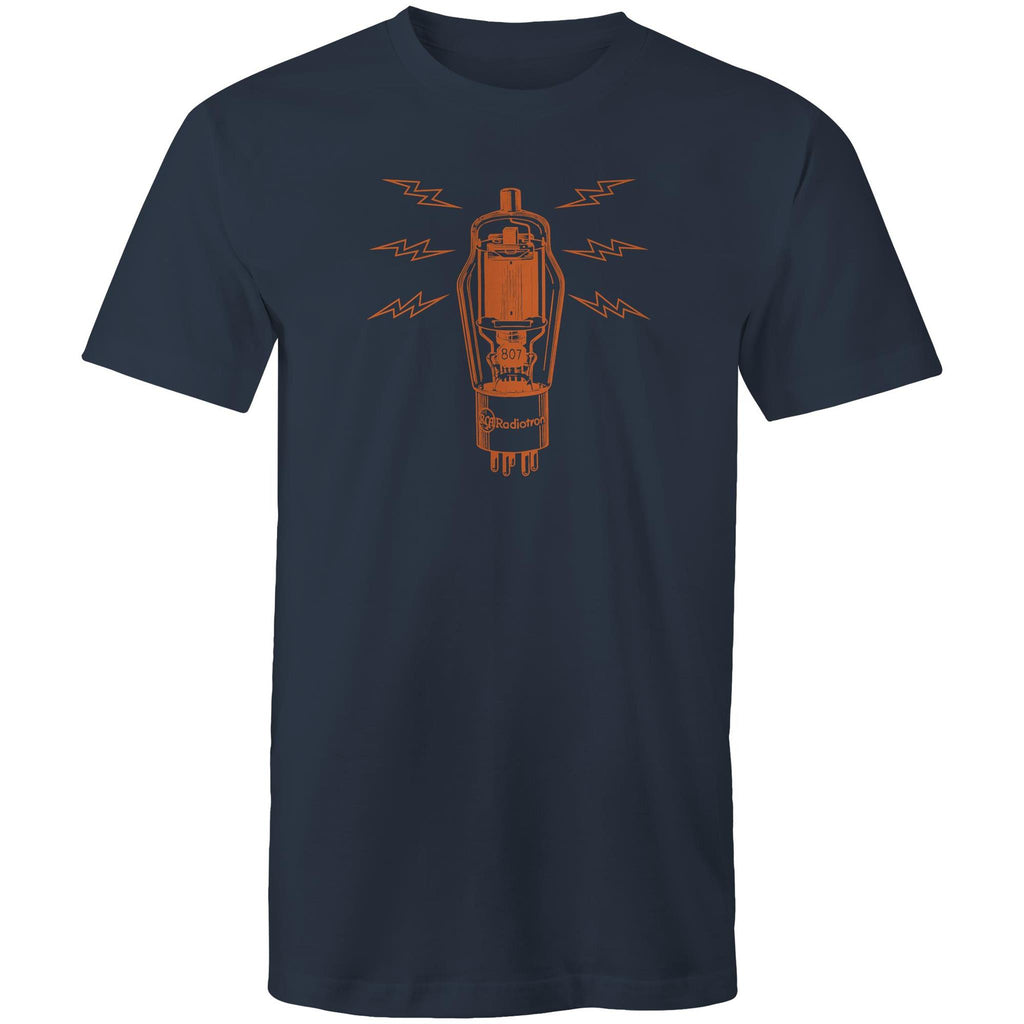 Vintage Tube Valve, Guitar Amp Vacuum Tube - Mens T-Shirt Navy Mens T-shirt Music Printed In Australia