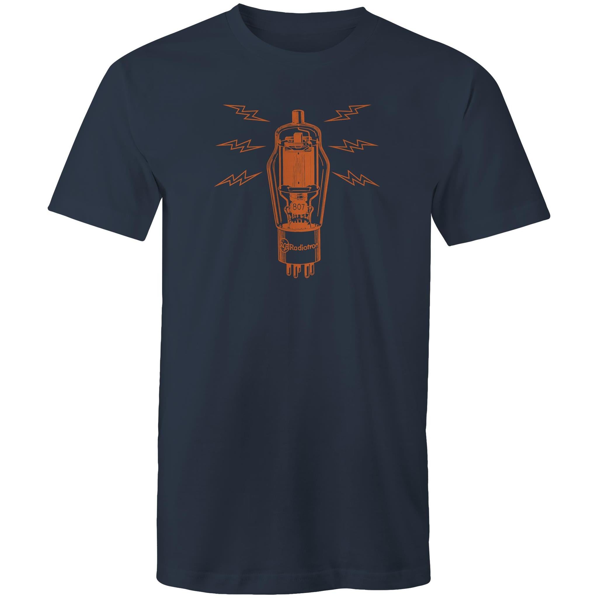 Vintage Tube Valve, Guitar Amp Vacuum Tube - Mens T-Shirt Navy Mens T-shirt Music Printed In Australia