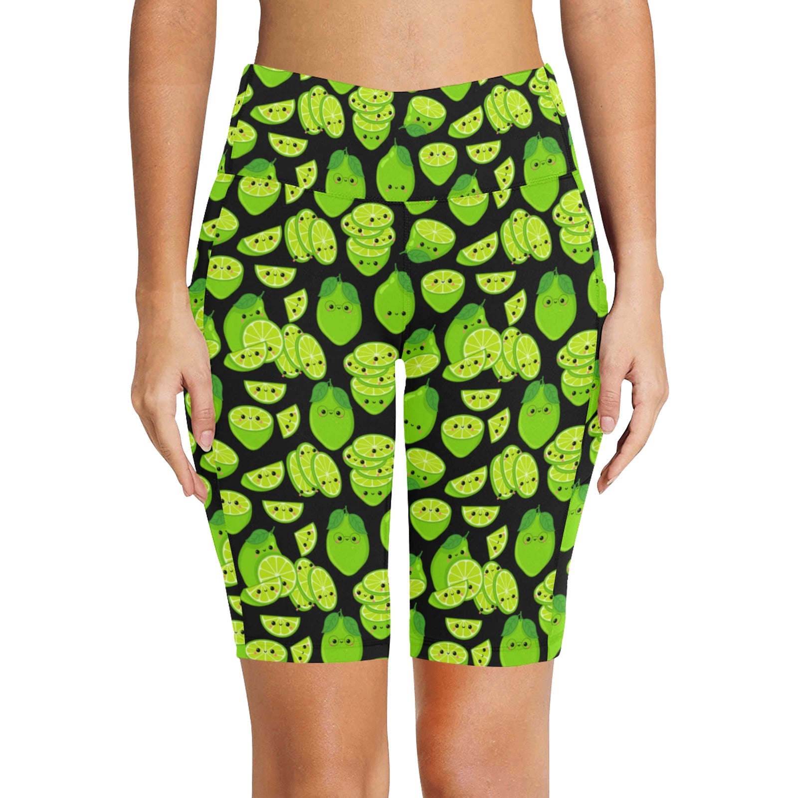Cute Limes Women's Bike Shorts With Side Pockets Women's Bike Shorts Food Printed Offshore