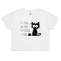It's Fine I'm Fine Everything Is Fine, Frazzled Cat Women's AS Colour Crop Tee White Womens Crop T-shirt animal Printed In Australia