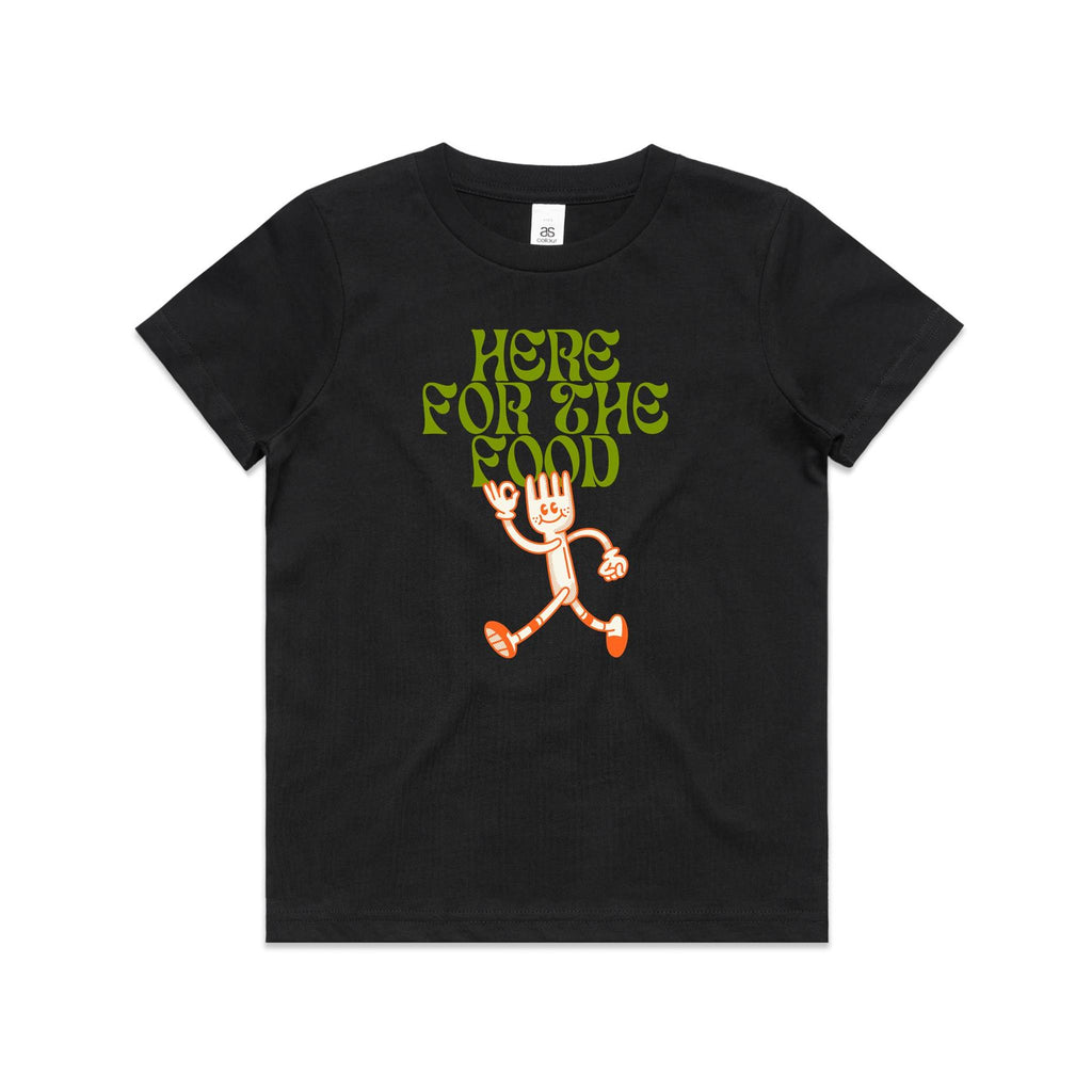 Here For The Food - Kids Youth T-shirt Black Kids T-shirt Food Printed In Australia